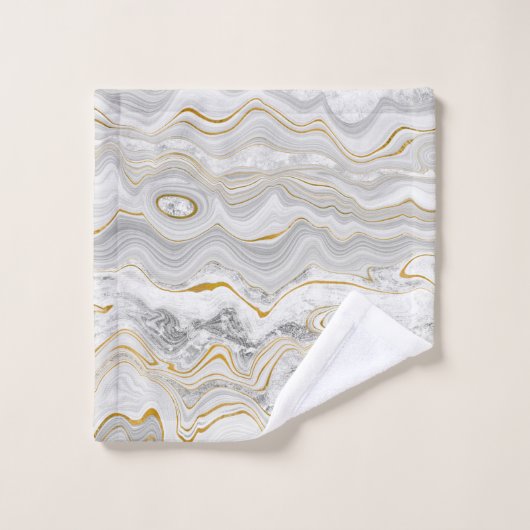 Grau-Gold-Marmor-BADEZIMMER TOWEL SET (Waschlappen)