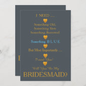 Grau & Gold mit Herz werden Sie meine Bridesmädche Einladung (Vorne/Hinten)