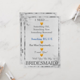 Grau & Gold mit Herz werden Sie meine Bridesmädche Einladung
