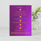 Grau & Gold mit Herz wirst du meine Bridesmädchen Einladung (Stehend Vorderseite)