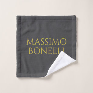 Grau & Gold Modern Minimalistisch Elegant Ihr Name Waschlappen