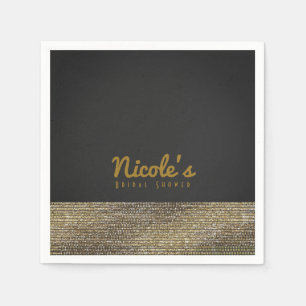 Grau & Gold Moderne Glamour Pailletten Chic Elegan Serviette