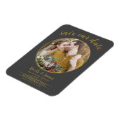 Grau & Gold Modernes Round Foto Save the Date Magnet (Linke Seite)