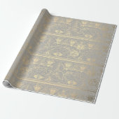 Grau Gold Papyrus Antique Ägyptischer Floral Lotus Geschenkpapier (Ungerollt)