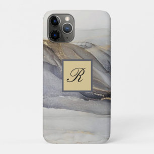 Grau Gold Schwarz Marmor Schön Elegant Monogramm Case-Mate iPhone Hülle