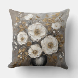 Grau Gold Schwarz-weiß Floral Bouquet Kissen