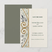 Grau Gold Scroll Save-The-Date-Karte Save The Date (Vorne/Hinten)