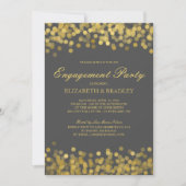 Grau Gold Twinkle Moderne Bridal Engagement Party Einladung (Vorderseite)