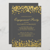Grau Gold Twinkle Moderne Bridal Engagement Party Einladung (Vorne/Hinten)