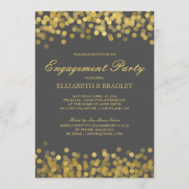 Grau Gold Twinkle Moderne Bridal Engagement Party Einladung