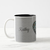 Grau, Gold und Türkis Zweifarbige Tasse (Links)