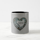 Grau, Gold und Türkis Zweifarbige Tasse (Mittel)