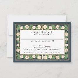 Grau Gold Weiße Floral Schwert Königliche Hochzeit RSVP Karte