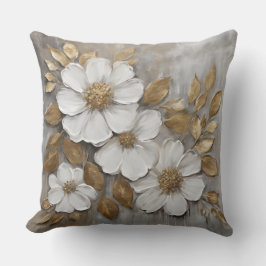Grau Gold White Bold Floral Kissen