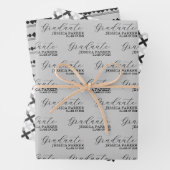 Grau Grad Name Script Modern Geschenkpapier Set (Beispiel)