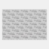 Grau Grad Name Script Modern Geschenkpapier Set (Vorderseite)