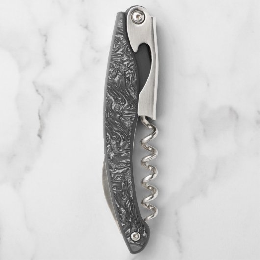 Grau-Graphit gebogene grobe Textur Kellnermesser (Rückseite)