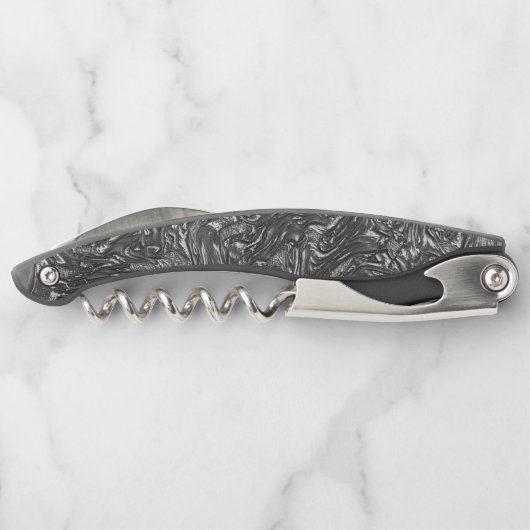 Grau-Graphit gebogene grobe Textur Kellnermesser (Rückseite)