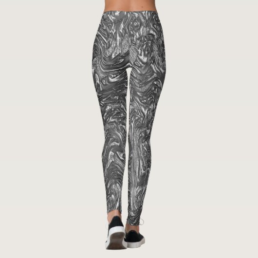 Grau-Graphit gebogene grobe Textur Leggings (Rückseite)