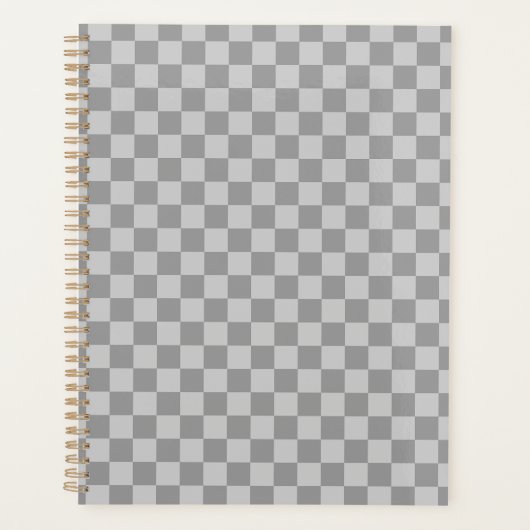 Grau Grau Kariert Schachbrett Planer (Vorderseite)