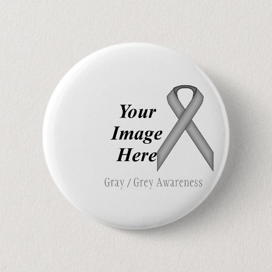 Grau / Grau Standard Ribbon von Kenneth Yoncich Button (Vorderseite)