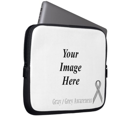 Grau / Grau Standard Ribbon von Kenneth Yoncich Laptopschutzhülle (Vorne Rechts)