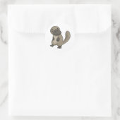 Grau/grauer Cartoon Platypus Runder Aufkleber (Tasche)