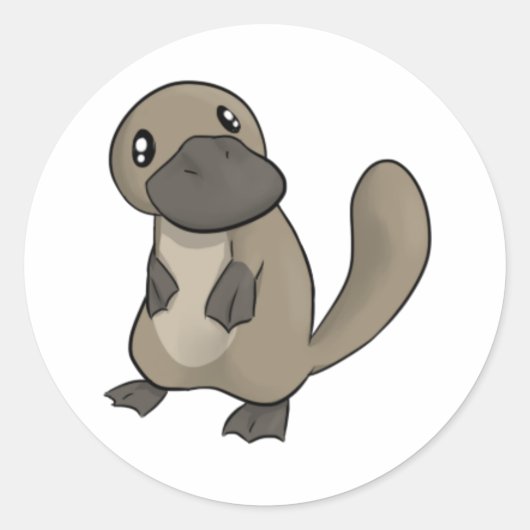 Grau/grauer Cartoon Platypus Runder Aufkleber (Vorderseite)