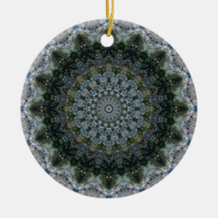 Grau, Grün und Blau Mandala Kaleidoscope Keramikornament