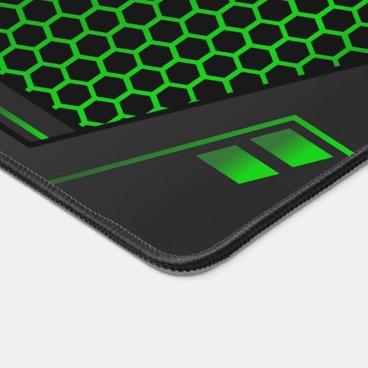 Grau-grüne geometrische Gaming-Hintergrund-Monogra Schreibtischunterlage (Ecke)