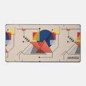 Grau-grüne geometrische Gaming-Hintergrund-Monogra Schreibtischunterlage (Vorderseite)