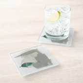 Grau-Grüne Gesten Glasuntersetzer (Schrägansicht)