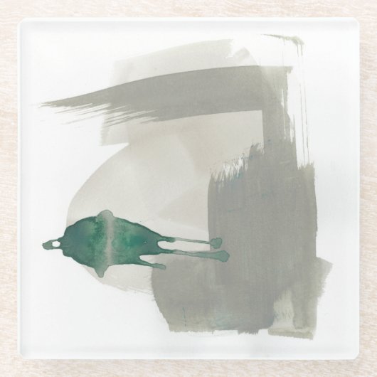 Grau-Grüne Gesten Glasuntersetzer (Vorderseite)