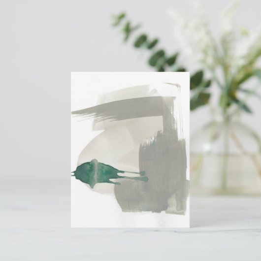 Grau-Grüne Gesten Postkarte (Stehend Vorderseite)