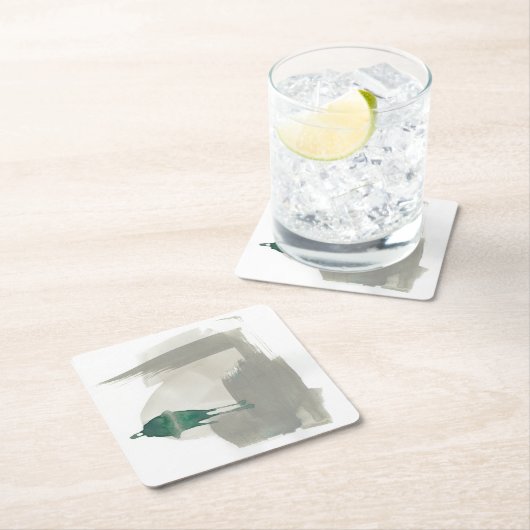 Grau-Grüne Gesten Rechteckiger Pappuntersetzer (Vor Ort)