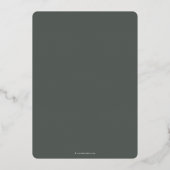 Grau-grüne Monogramm + Laurel Wreath-Abschluss Folieneinladung (Rückseite)