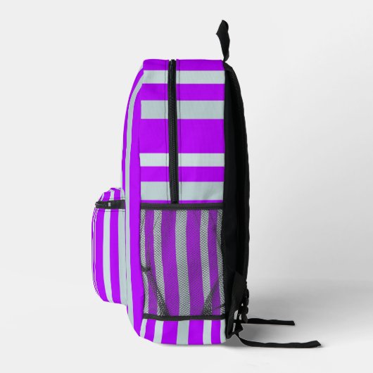 Grau-grüne Streifen auf Hübschen Lila Streifen Bedruckter Rucksack (Rechts)
