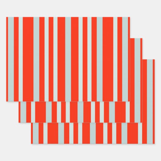Grau-grüne Streifen der roten Linie Geschenkpapier Set (Set)