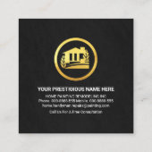 Grau Grunge Gold Brush Rooftop Gebäude Quadratische Visitenkarte (Rückseite)