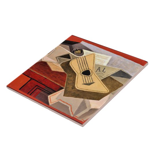 Grau - Guitar und Newspaper Fliese (Seite)