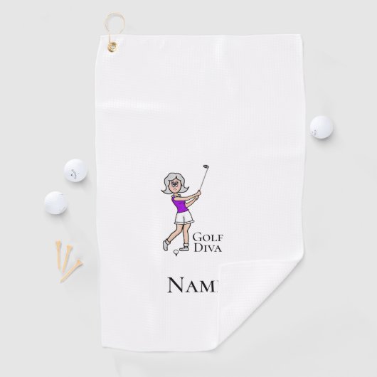 Grau Hair Female Golfer Golf Handtuch (Insitu)