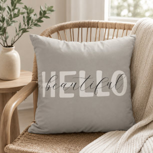 Grau "Hallo Schön" Personalisiert Kissen