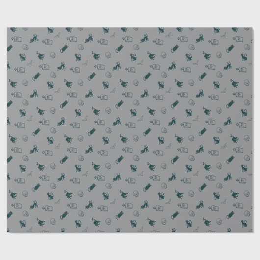 Grau - Halloween Pattern Geschenkwrap 💀 Geschenkpapier (Flach)