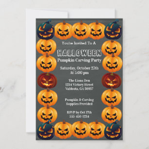 Grau Halloween Pumpkin Carving Party Einladung