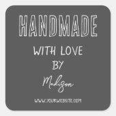 Grau | Handgefertigt mit Liebe Quadratischer Aufkleber (Vorderseite)