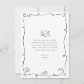 Grau handgezeichnete Doodles Foto Abschluss Weiß Dankeskarte (Rückseite)