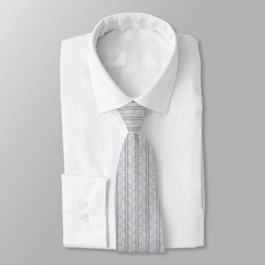Grau handgezeichnetes Chevron-Muster Krawatte (Gebunden)