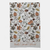 Grau Harvest und Horns Dankbar, gesegnet Geschirrtuch (Vertikal)