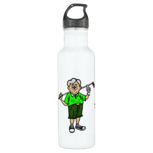 Grau Hiar Männlich Golfer Personalisierte Wasserfl Edelstahlflasche