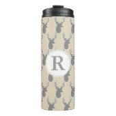 Grau-Hirsch und Taupe-Monogramm Thermosbecher (Vorderseite)